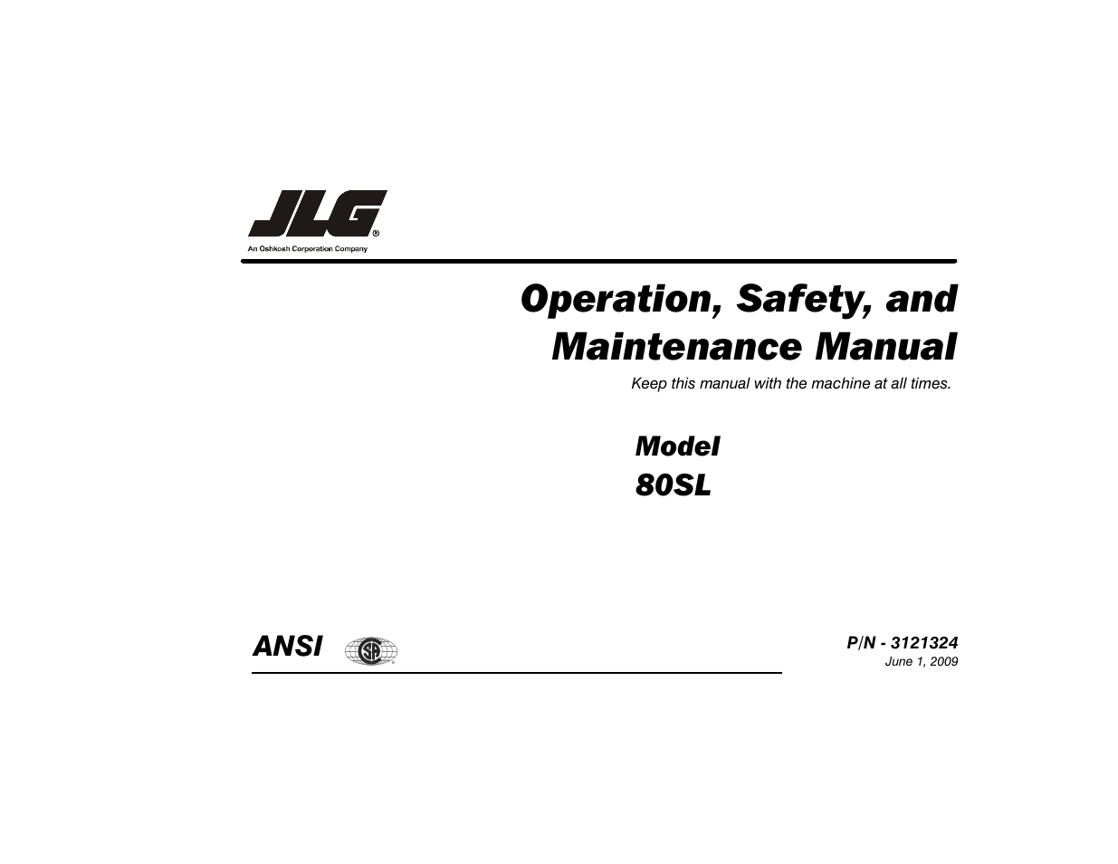 JLG 80SL Operator Manual User Manual | 94 pages