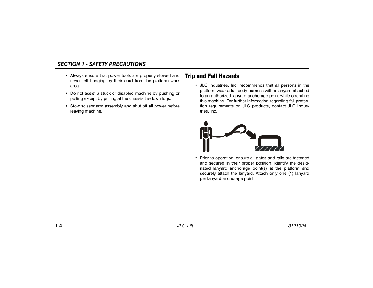 Trip and fall hazards, Trip and fall hazards -4 | JLG 80SL Operator Manual User Manual | Page 14 / 94