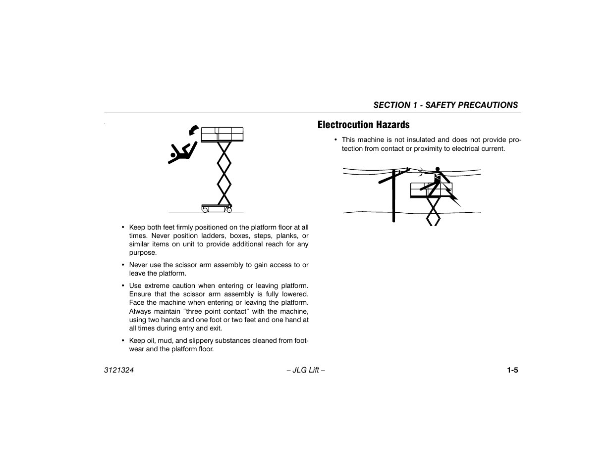 Electrocution hazards, Electrocution hazards -5 | JLG 80SL Operator Manual User Manual | Page 15 / 94