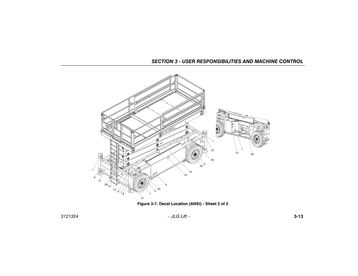 Decal location (ansi) - sheet 2 of 2 -13 | JLG 80SL Operator Manual User Manual | Page 47 / 94