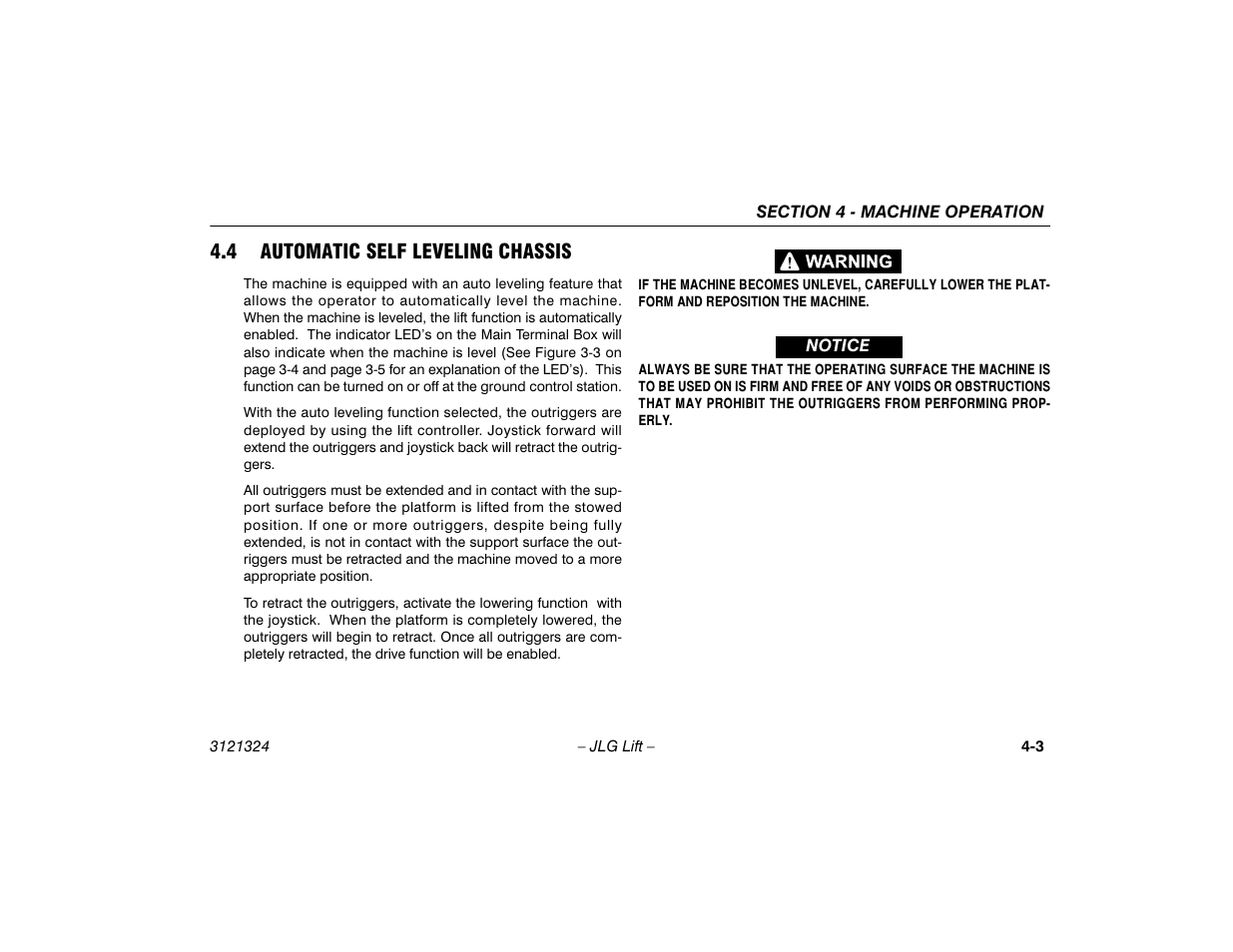 4 automatic self leveling chassis, Automatic self leveling chassis -3 | JLG 80SL Operator Manual User Manual | Page 53 / 94
