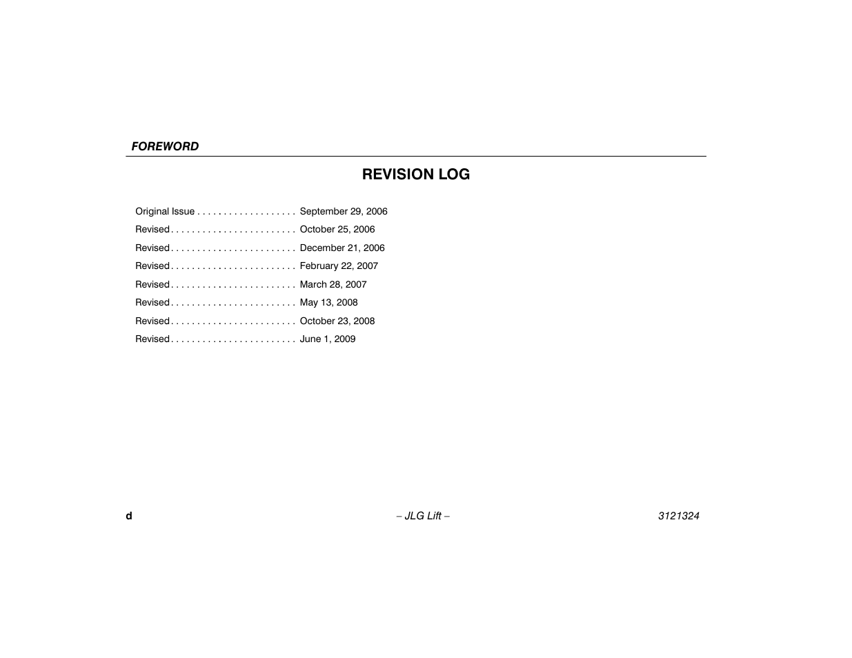 Revision log | JLG 80SL Operator Manual User Manual | Page 6 / 94