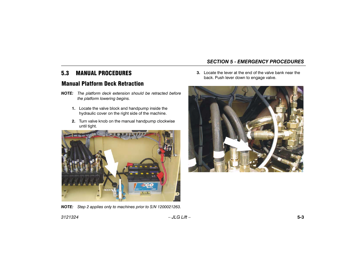 3 manual procedures, Manual platform deck retraction, Manual procedures -3 | Manual platform deck retraction -3 | JLG 80SL Operator Manual User Manual | Page 69 / 94
