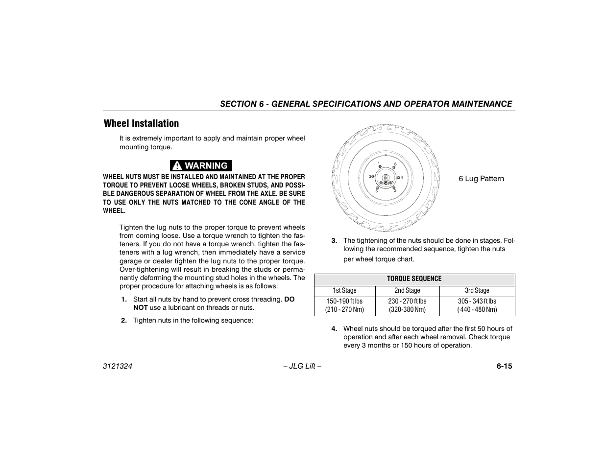 Wheel installation, Wheel installation -15 | JLG 80SL Operator Manual User Manual | Page 87 / 94