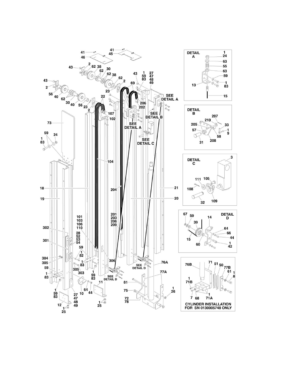 Figure 3-1. mast assembly (15bd) | JLG 19BD Parts Manual User Manual | Page 38 / 92