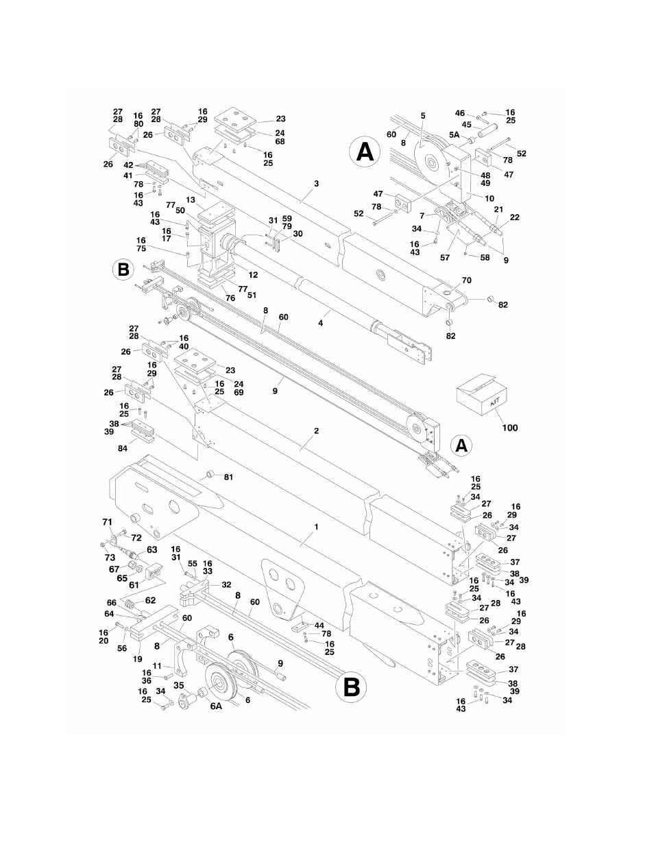 Figure 3-3. main boom assemblies | JLG 600S_SJ Parts Manual User Manual | Page 158 / 302