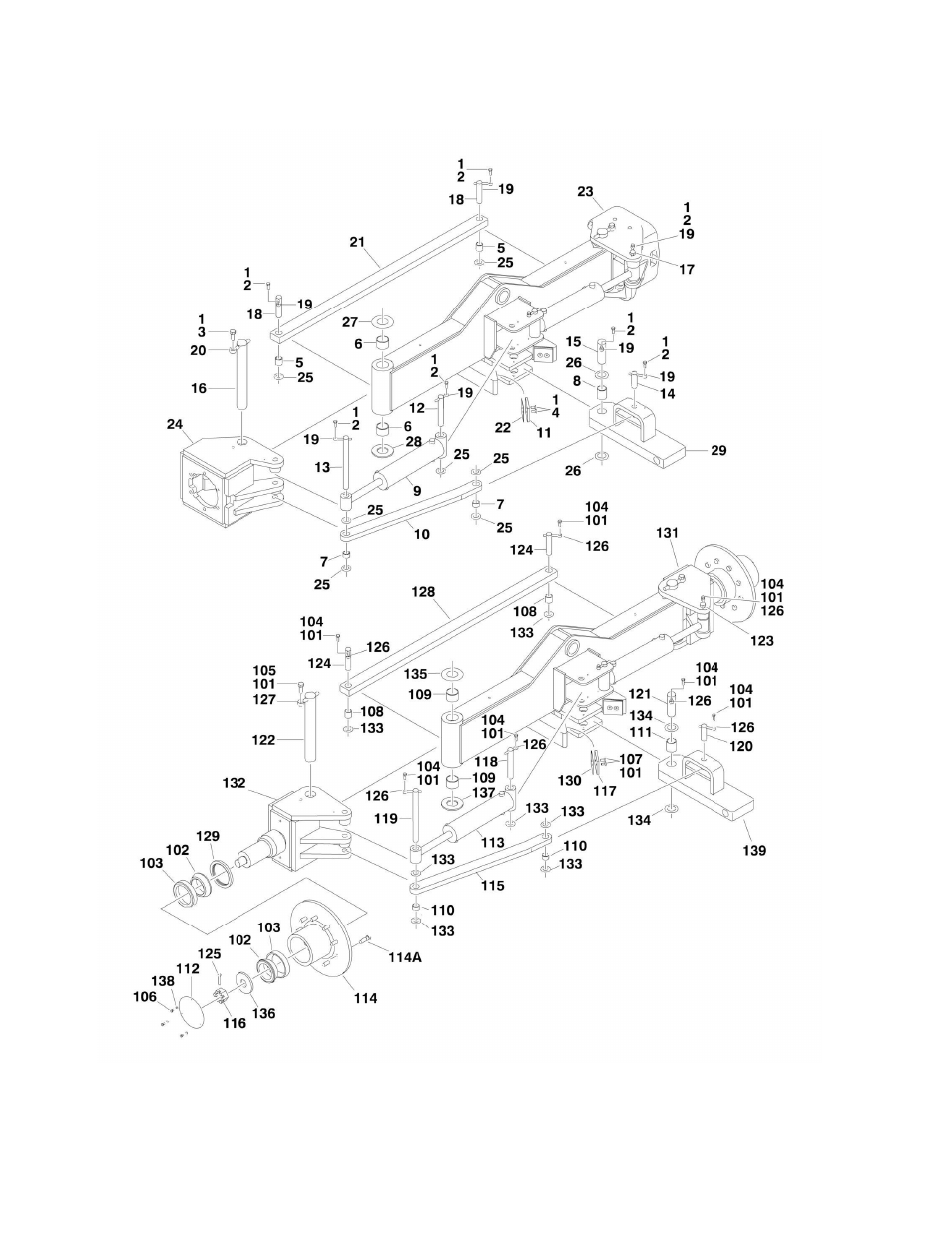 Figure 1-3. steering installation with tow package | JLG 600S_SJ Parts Manual User Manual | Page 16 / 302