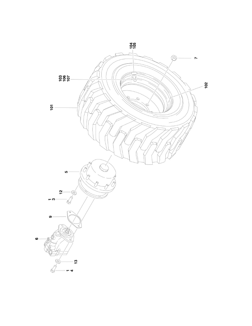 Figure 1-4. tire and wheel drive installations | JLG 600S_SJ Parts Manual User Manual | Page 20 / 302