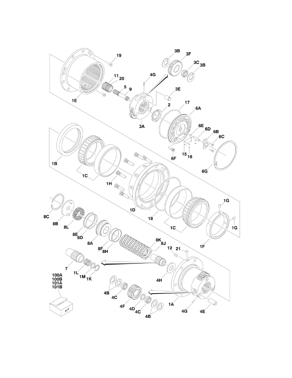 Figure 1-5. drive hub assembly | JLG 600S_SJ Parts Manual User Manual | Page 24 / 302