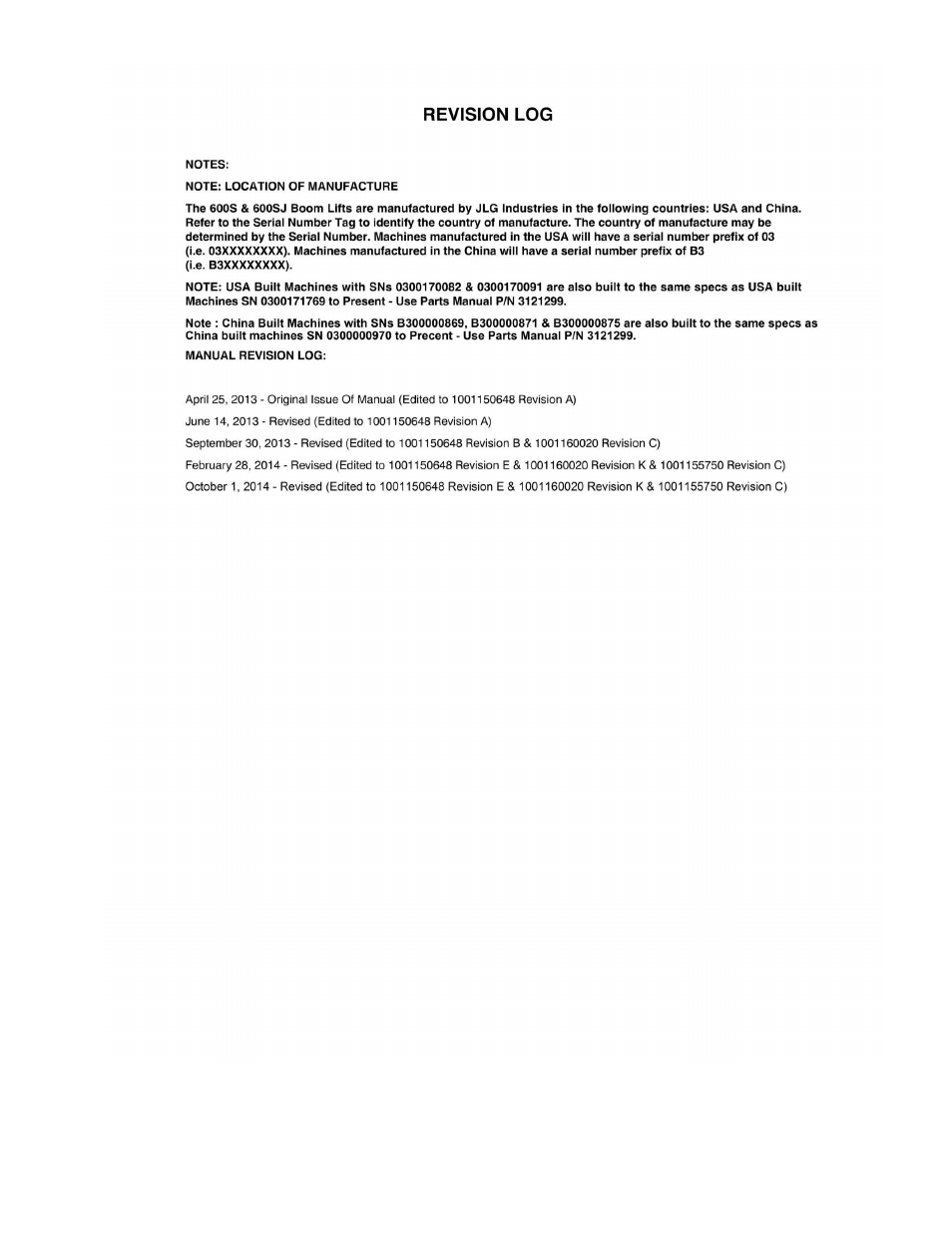JLG 600S_SJ Parts Manual User Manual | Page 3 / 302