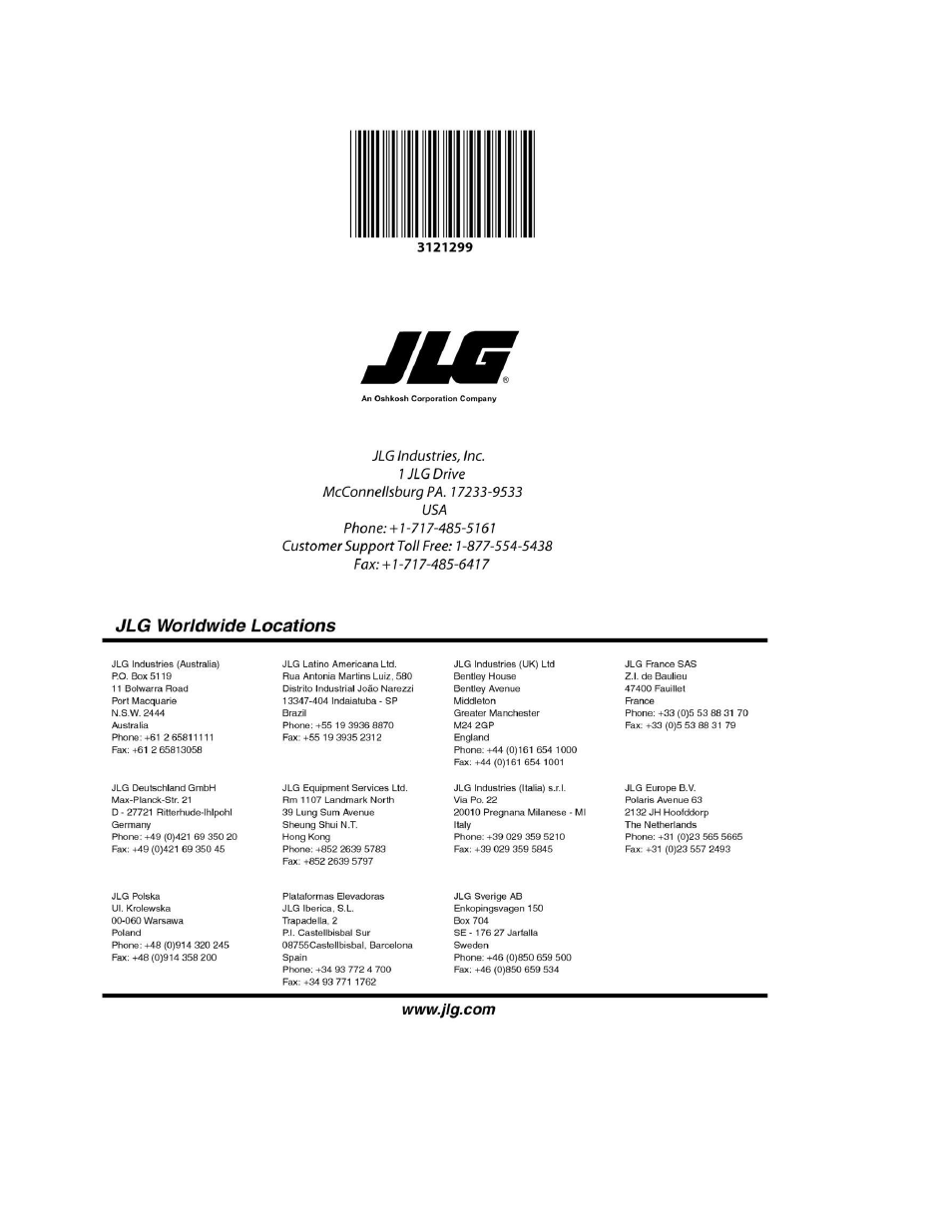 JLG 600S_SJ Parts Manual User Manual | Page 302 / 302