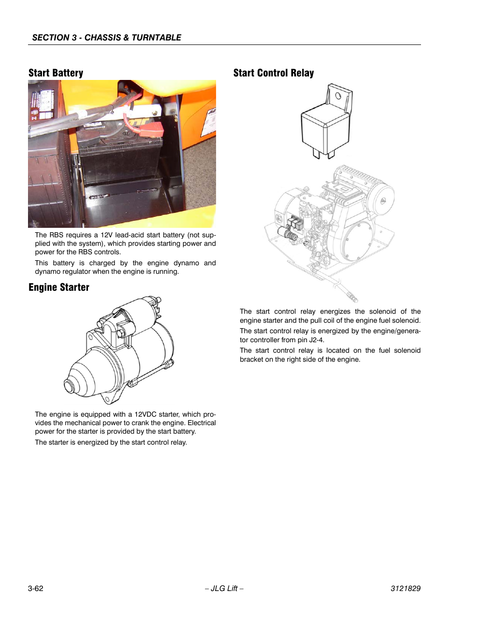 Start battery, Engine starter, Start control relay | JLG M450 Service Manual User Manual | Page 102 / 256