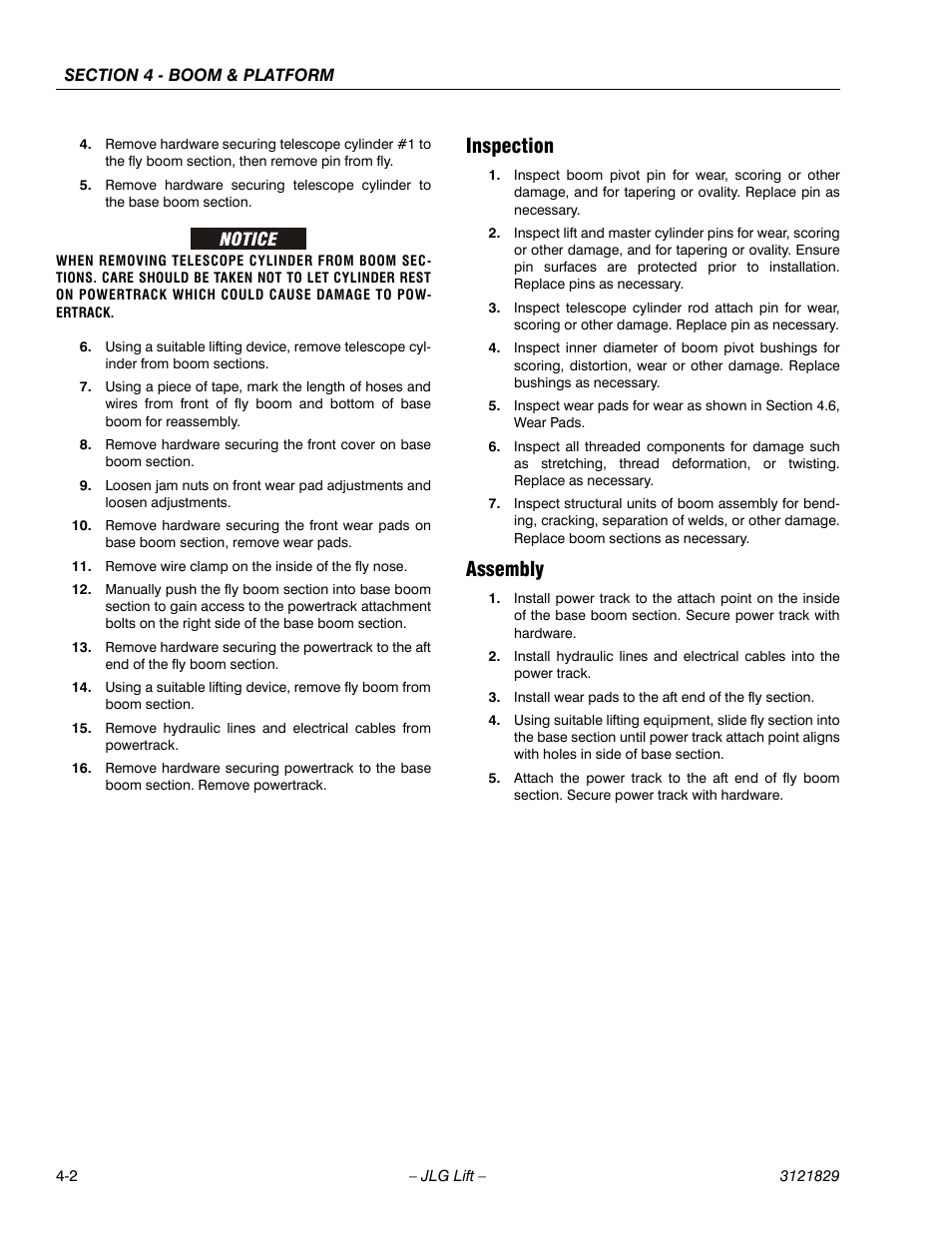 Inspection, Assembly, Inspection -2 assembly -2 | JLG M450 Service Manual User Manual | Page 114 / 256