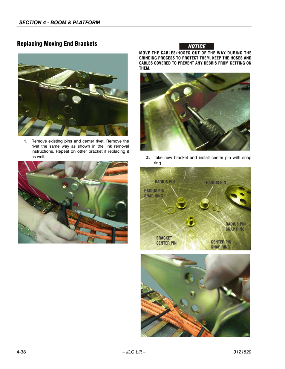 Replacing moving end brackets, Replacing moving end brackets -38 | JLG M450 Service Manual User Manual | Page 150 / 256