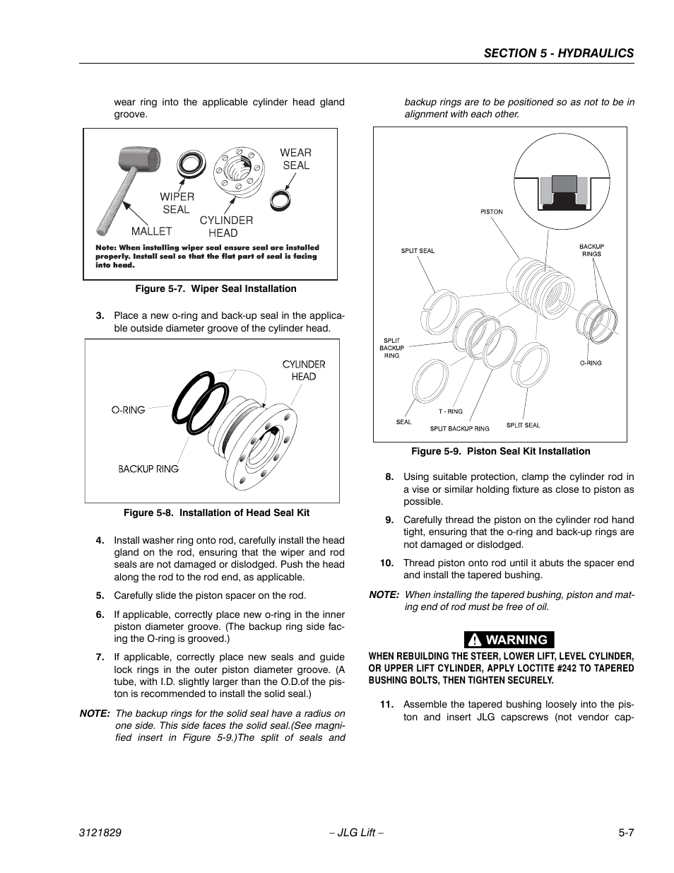 Wiper seal installation -7, Installation of head seal kit -7, Piston seal kit installation -7 | JLG M450 Service Manual User Manual | Page 159 / 256