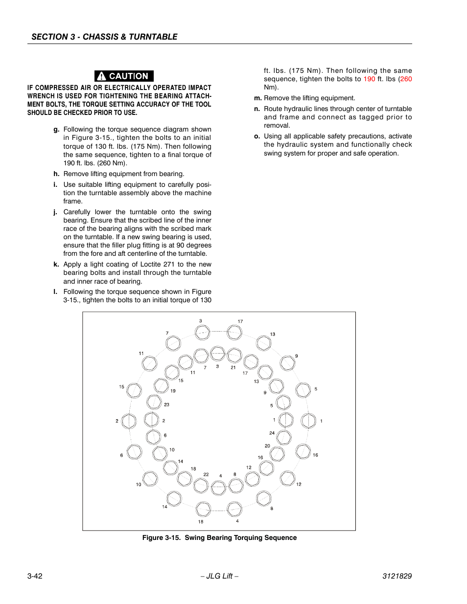 Swing bearing torquing sequence -42 | JLG M450 Service Manual User Manual | Page 82 / 256