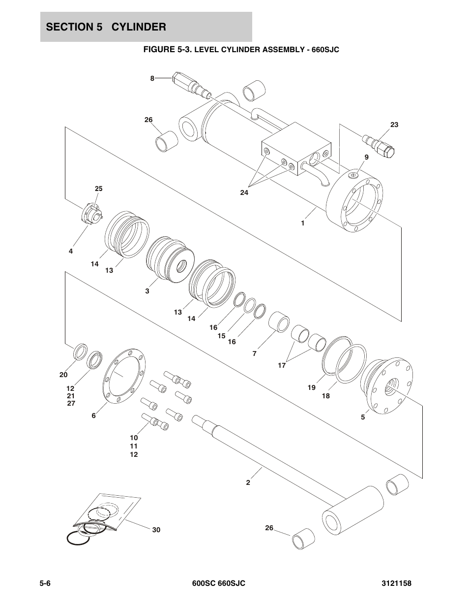 Figure 5-3. level cylinder assembly - 660sjc | JLG 600SC_660SJC Parts Manual User Manual | Page 158 / 266