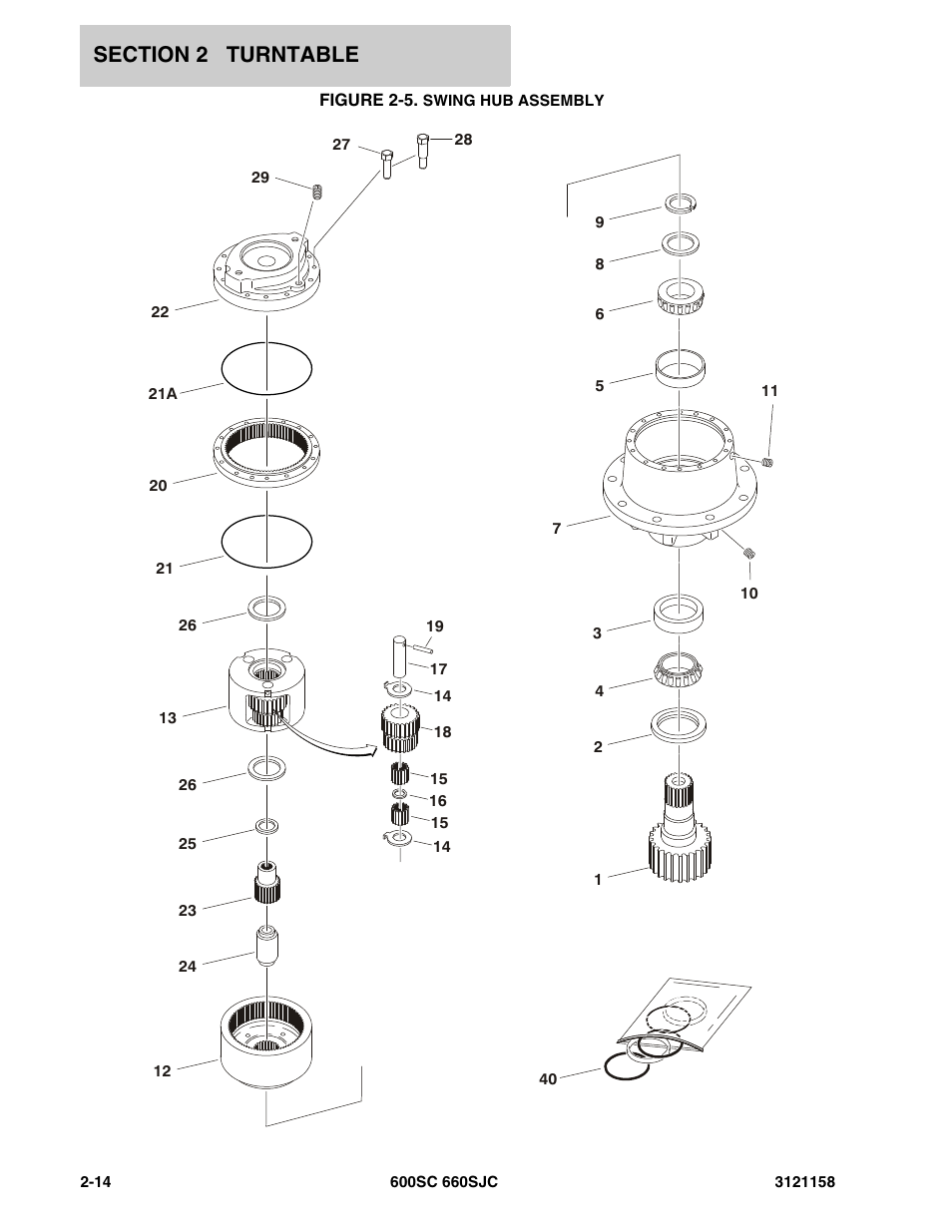 Figure 2-5. swing hub assembly | JLG 600SC_660SJC Parts Manual User Manual | Page 40 / 266