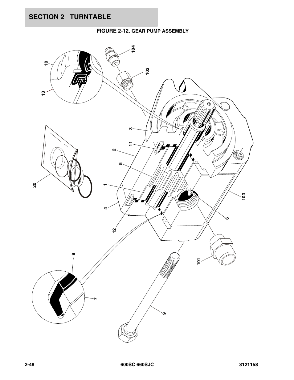 Figure 2-12. gear pump assembly | JLG 600SC_660SJC Parts Manual User Manual | Page 74 / 266