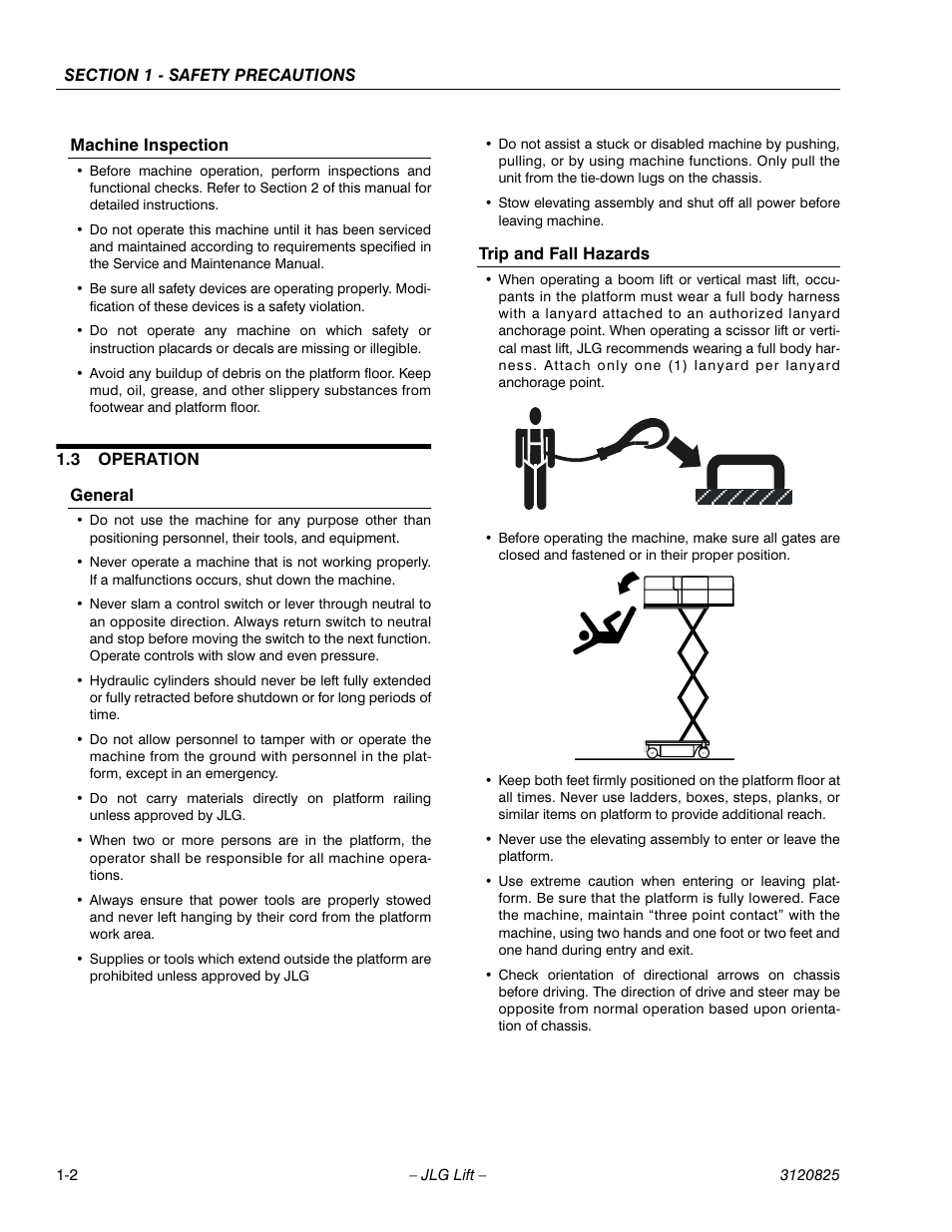 Machine inspection, 3 operation, General | Trip and fall hazards, Operation -2 | JLG 40RTS Operator Manual User Manual | Page 10 / 48