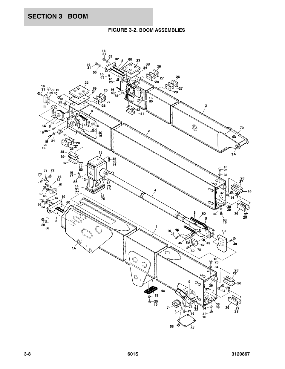 Figure 3-2. boom assemblies | JLG 601S Parts Manual User Manual | Page 150 / 320