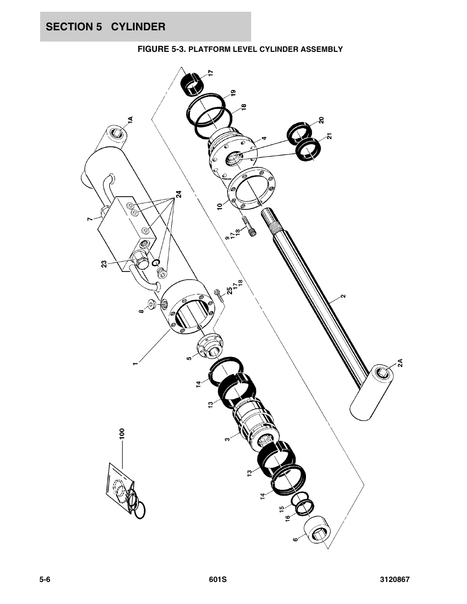 Figure 5-3. platform level cylinder assembly | JLG 601S Parts Manual User Manual | Page 202 / 320