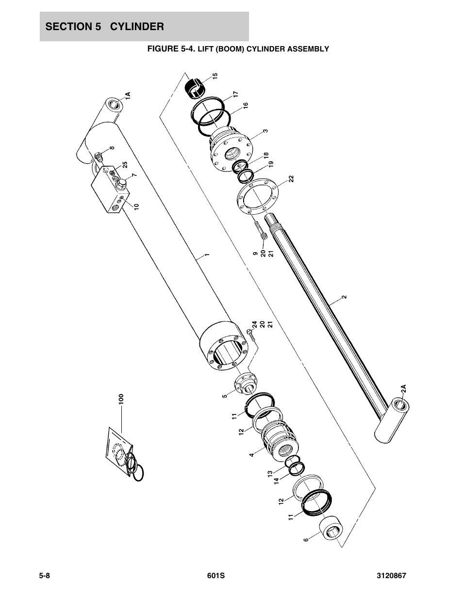 Figure 5-4. lift (boom) cylinder assembly | JLG 601S Parts Manual User Manual | Page 204 / 320