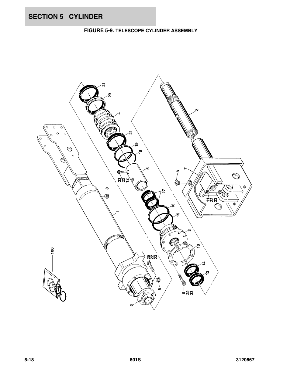 Figure 5-9. telescope cylinder assembly | JLG 601S Parts Manual User Manual | Page 214 / 320