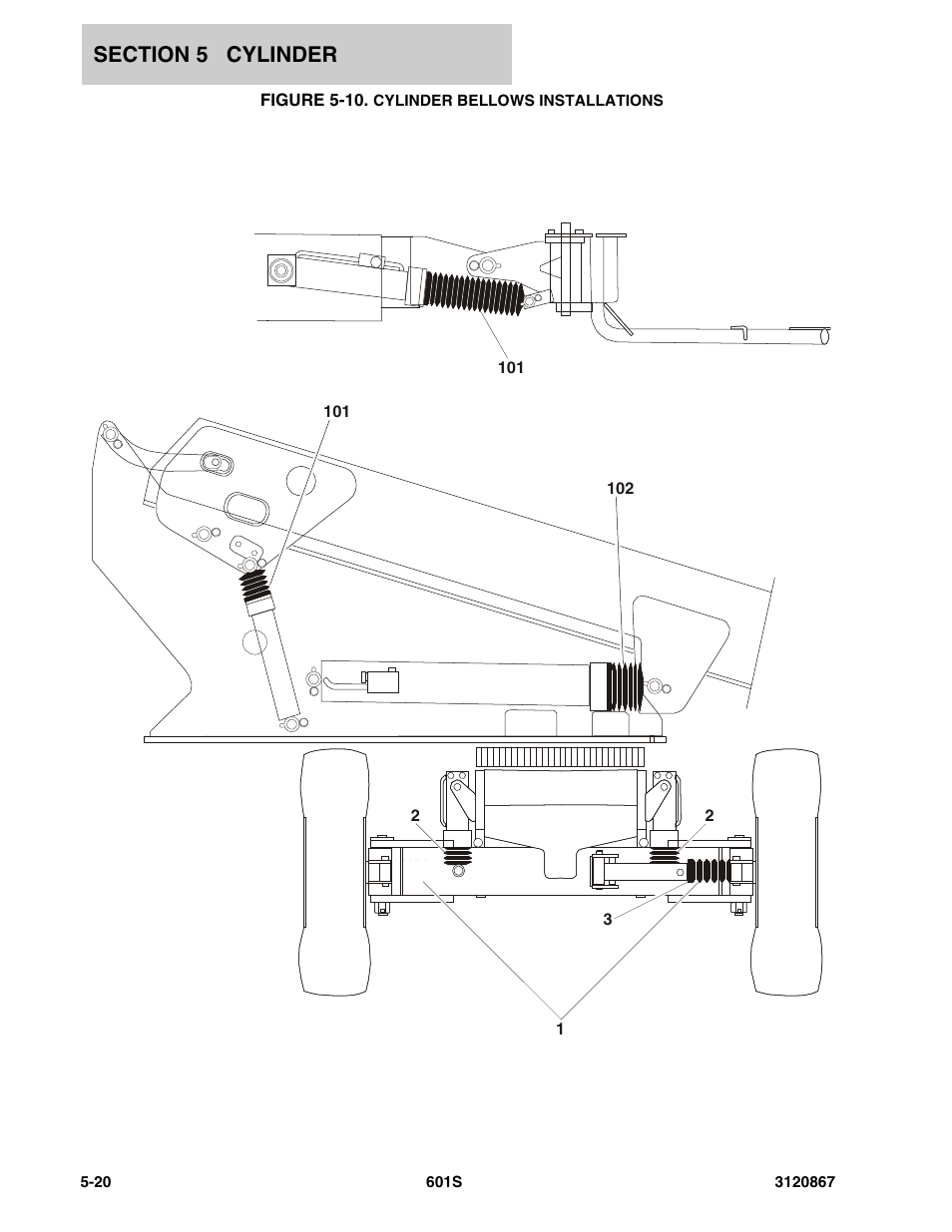Figure 5-10. cylinder bellows installations | JLG 601S Parts Manual User Manual | Page 216 / 320