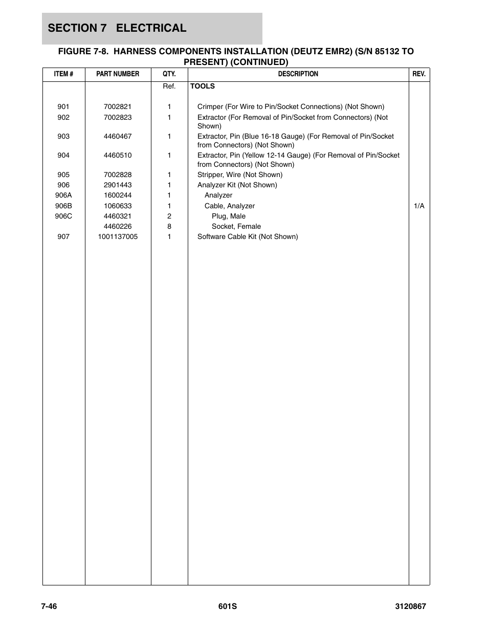 JLG 601S Parts Manual User Manual | Page 288 / 320