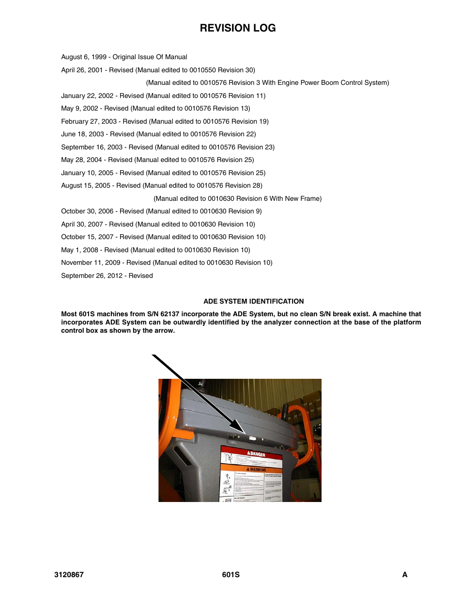 Revision log | JLG 601S Parts Manual User Manual | Page 3 / 320