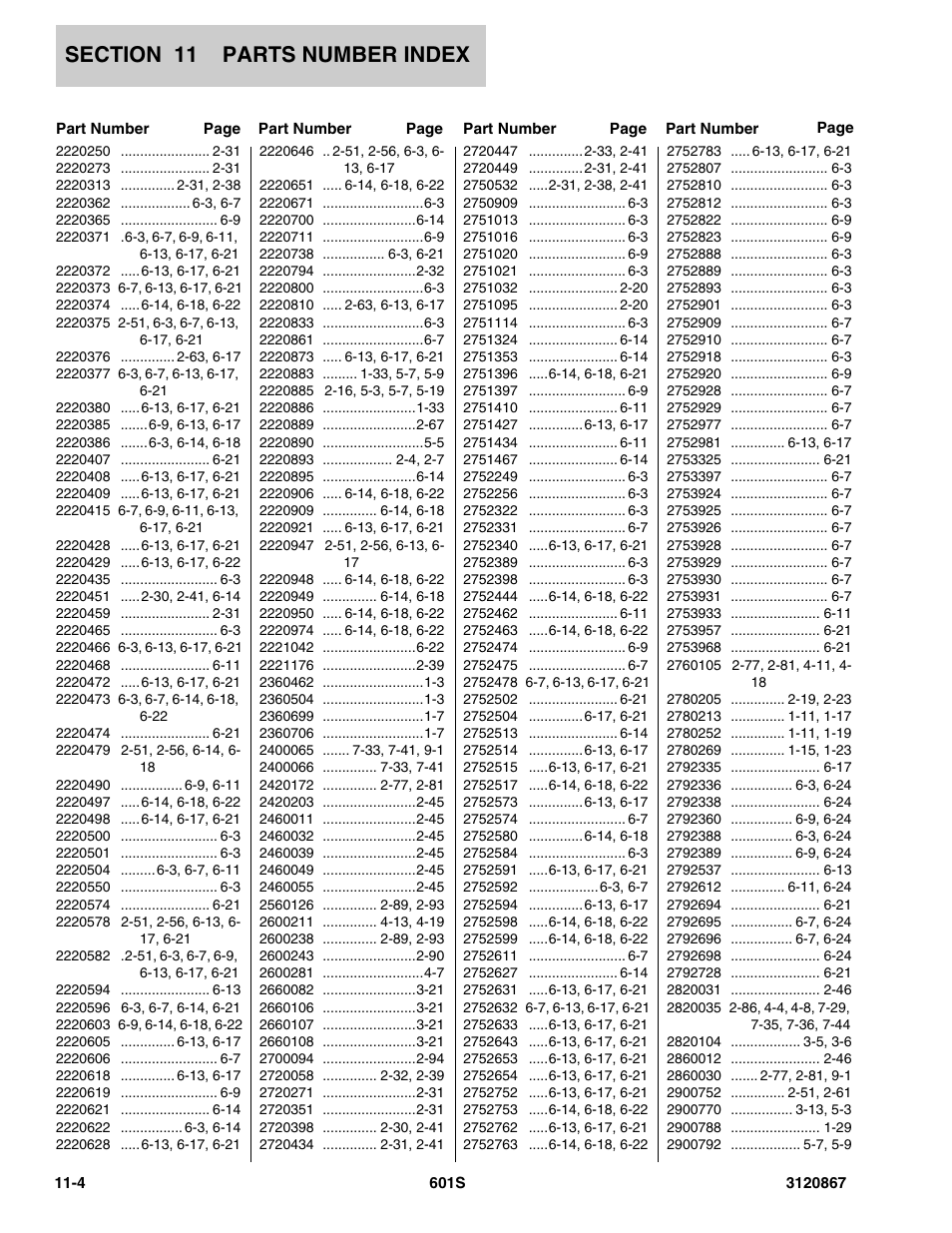 JLG 601S Parts Manual User Manual | Page 310 / 320