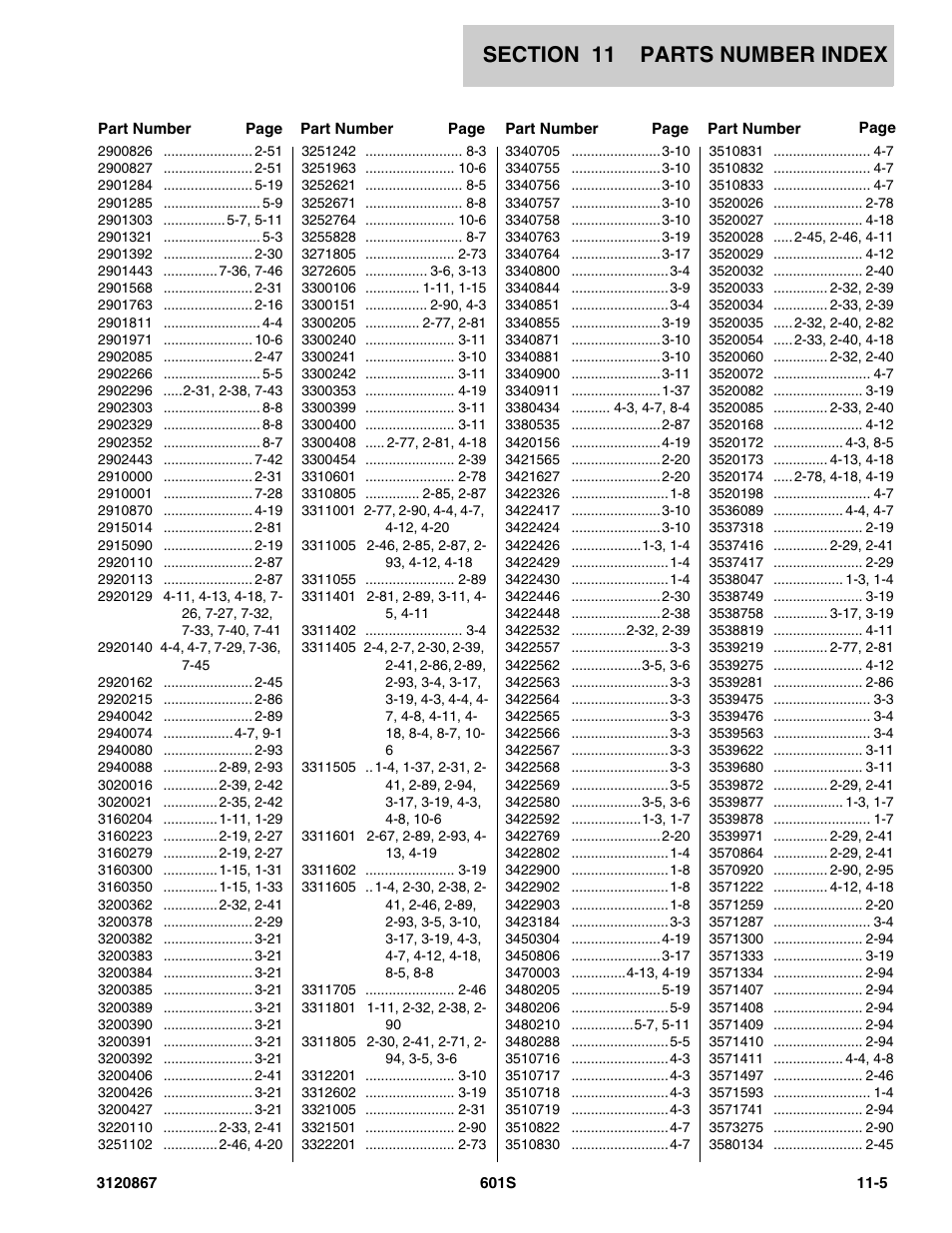JLG 601S Parts Manual User Manual | Page 311 / 320