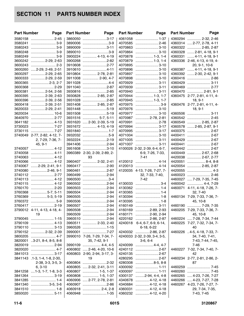 JLG 601S Parts Manual User Manual | Page 312 / 320