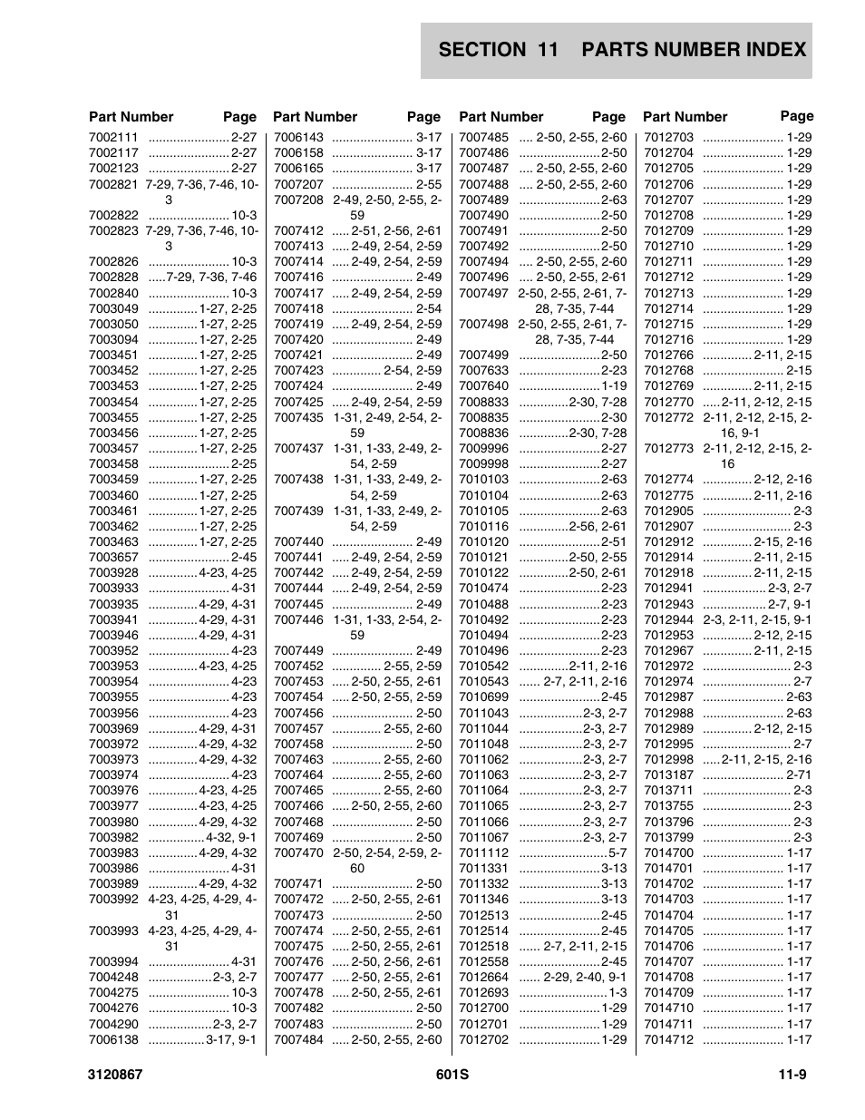 JLG 601S Parts Manual User Manual | Page 315 / 320