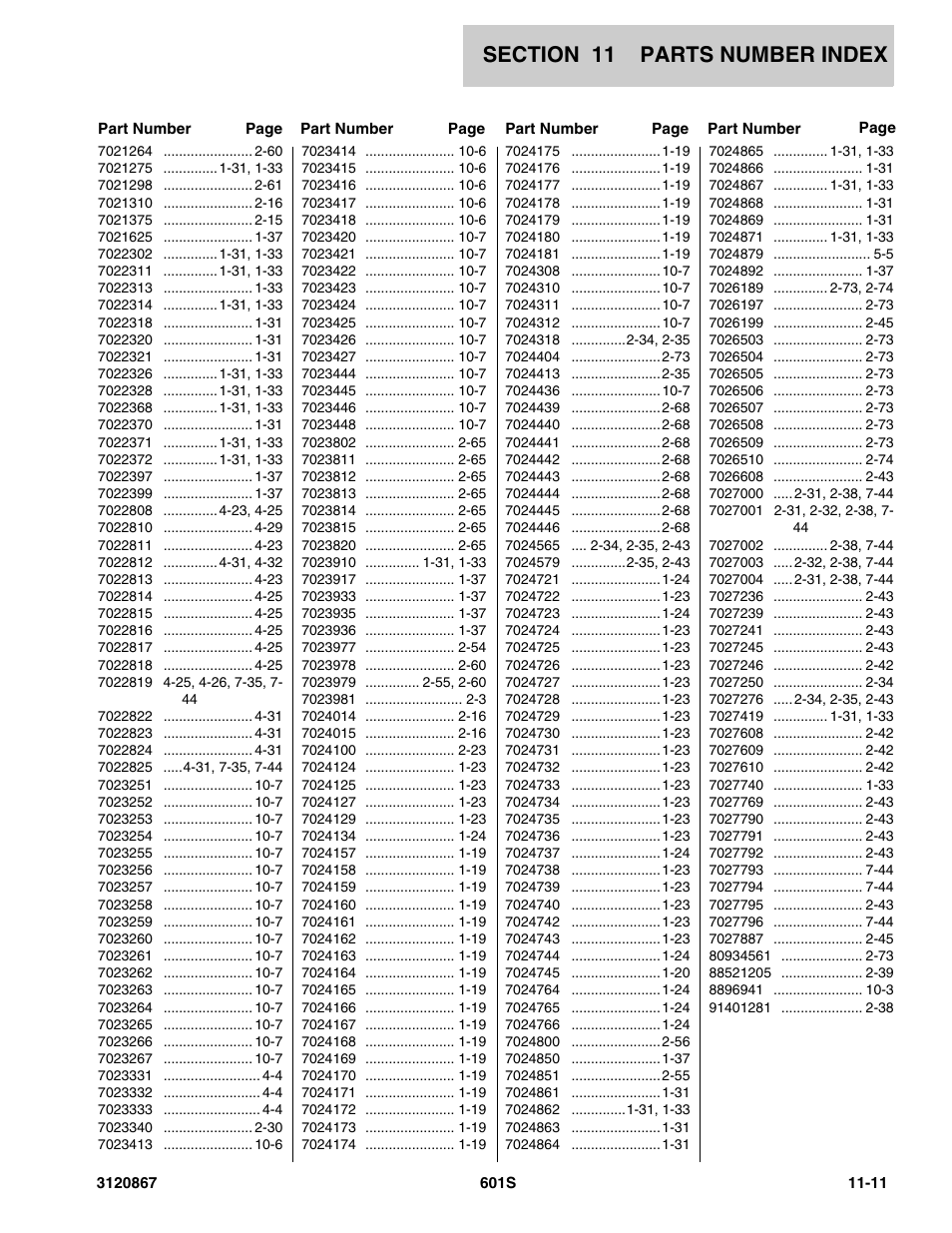 JLG 601S Parts Manual User Manual | Page 317 / 320