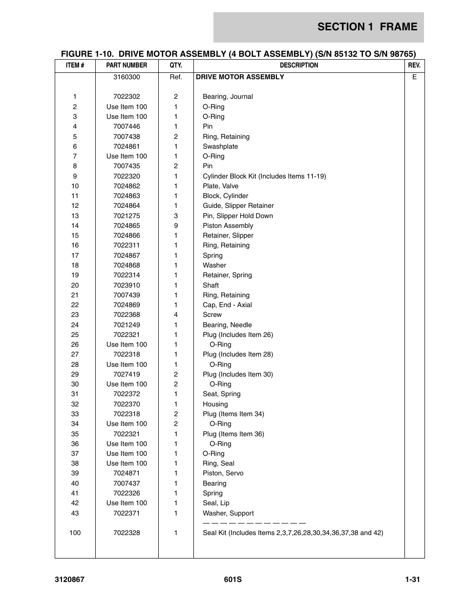 JLG 601S Parts Manual User Manual | Page 39 / 320