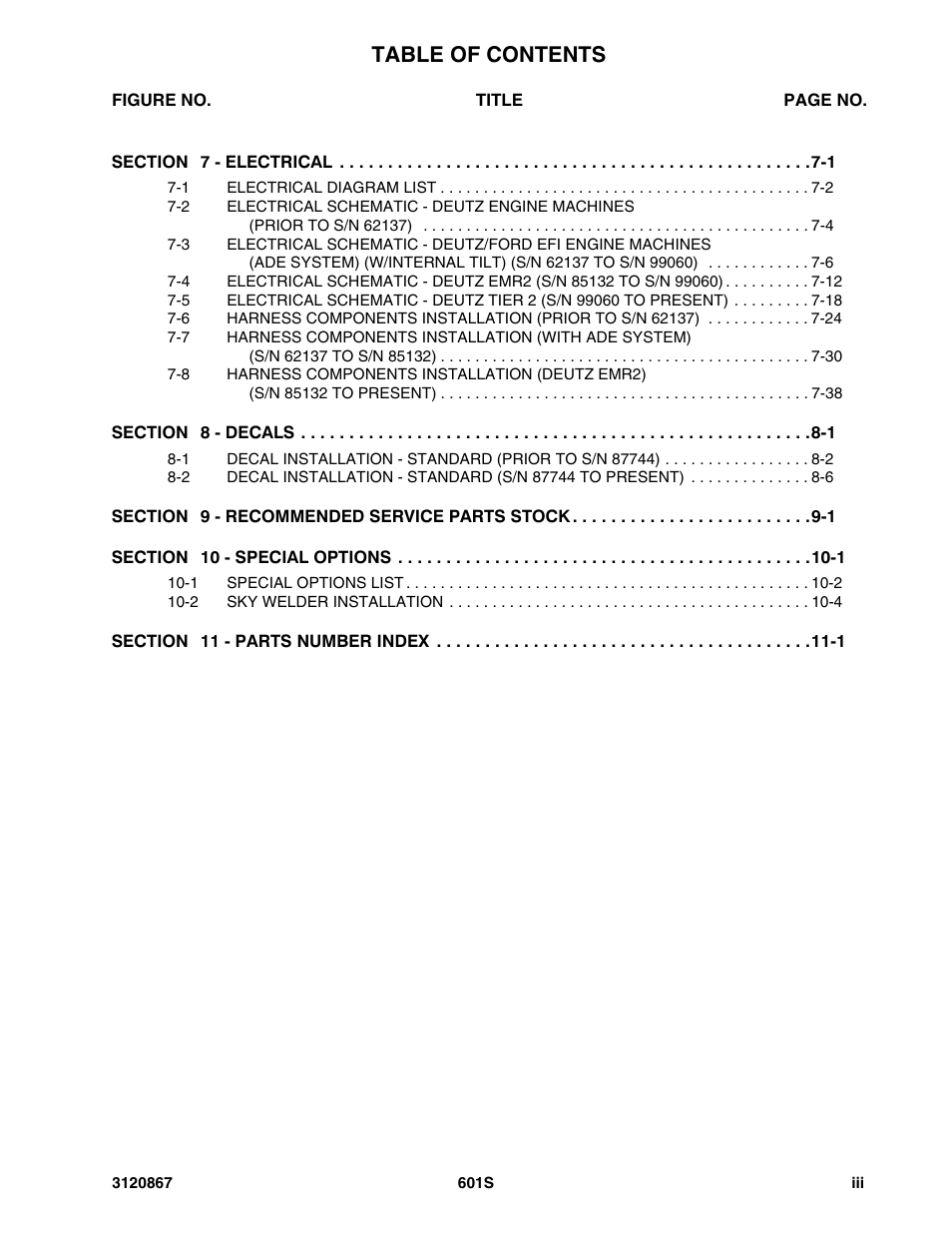 JLG 601S Parts Manual User Manual | Page 7 / 320