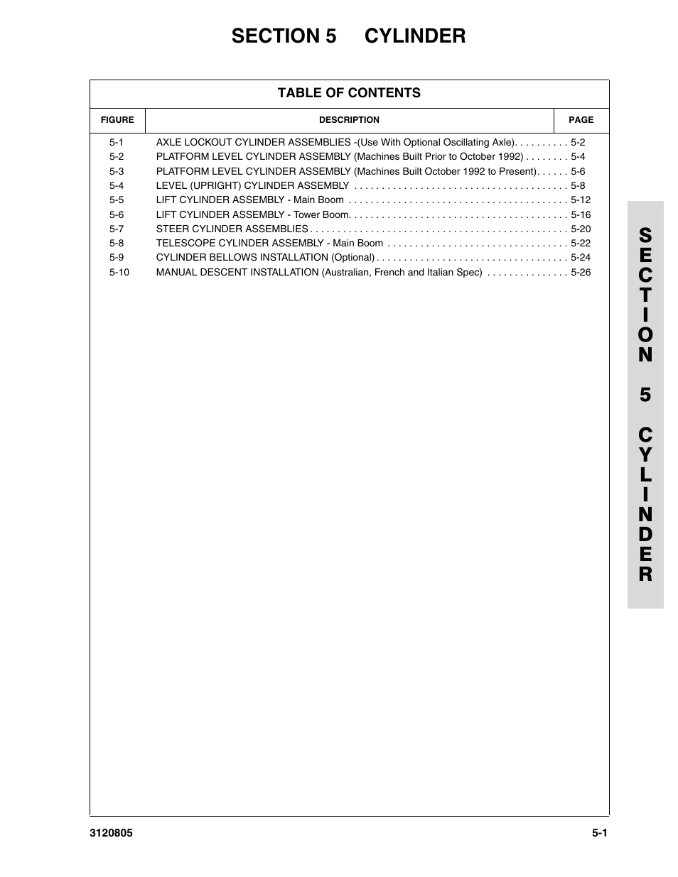 Section 5 cylinder, Section 5 - cylinder -1 | JLG 40HA Parts Manual User Manual | Page 169 / 246