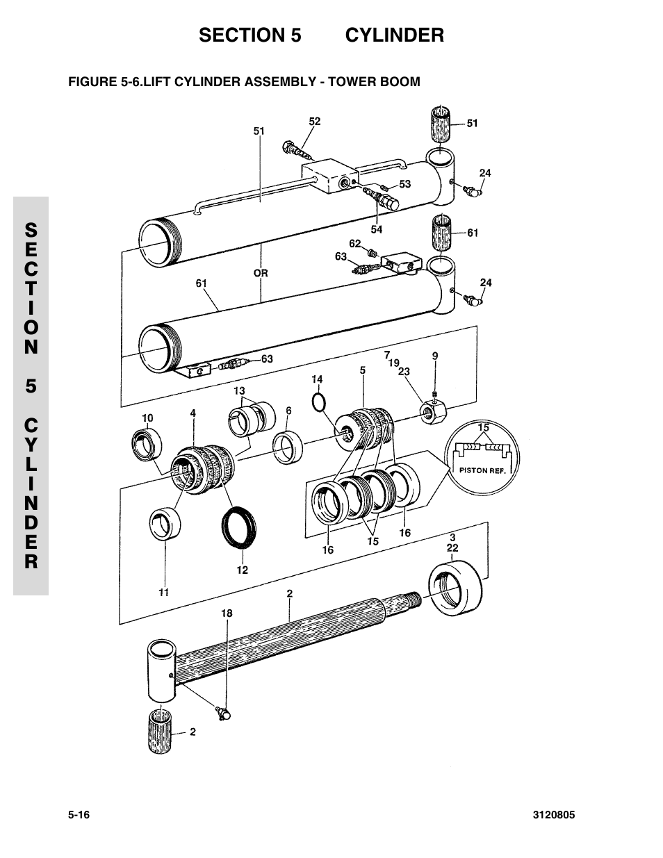 Figure 5-6. lift cylinder assembly - tower boom | JLG 40HA Parts Manual User Manual | Page 184 / 246