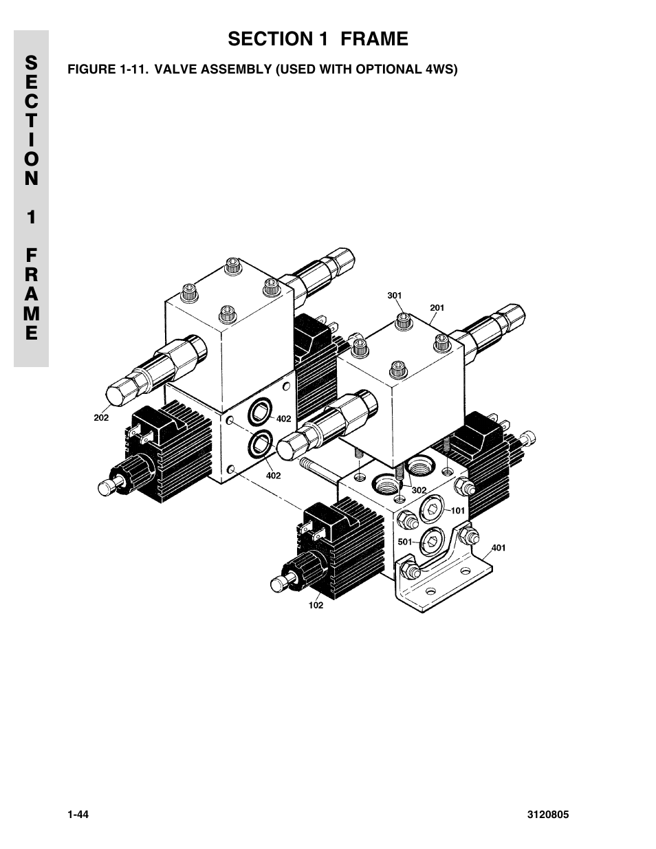 Valve assembly (used with optional 4ws) -44 | JLG 40HA Parts Manual User Manual | Page 52 / 246