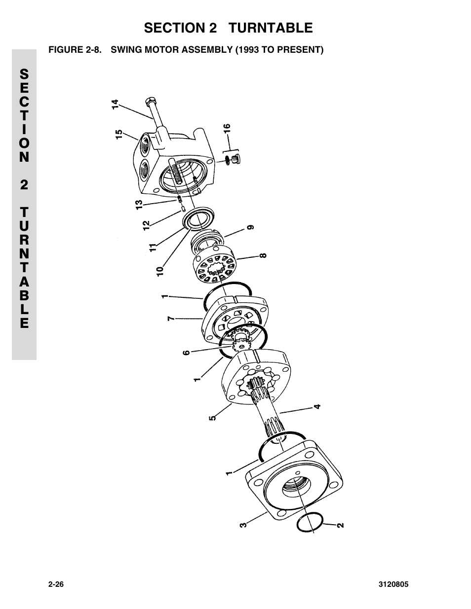 Figure 2-8. swing motor assembly (1993 to present) | JLG 40HA Parts Manual User Manual | Page 82 / 246