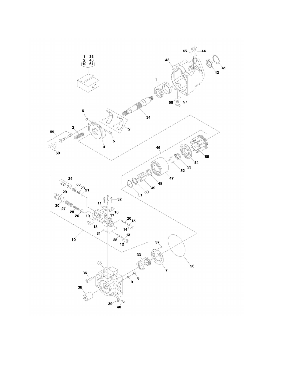 Figure 2-12. pump assembly (sauer piston) | JLG 1350SJP Parts Manual User Manual | Page 132 / 454