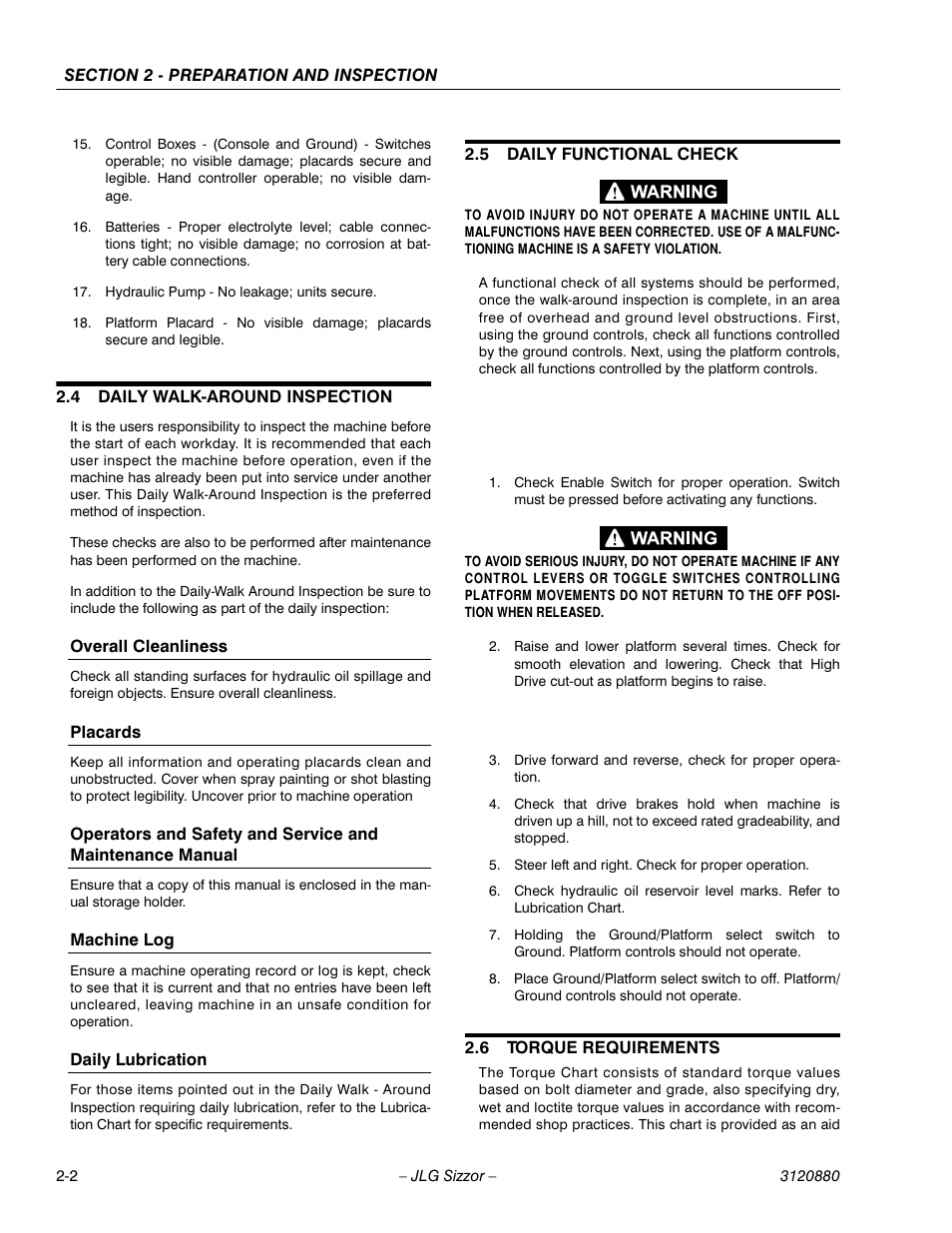JLG 3969electric Operator Manual User Manual | Page 16 / 44