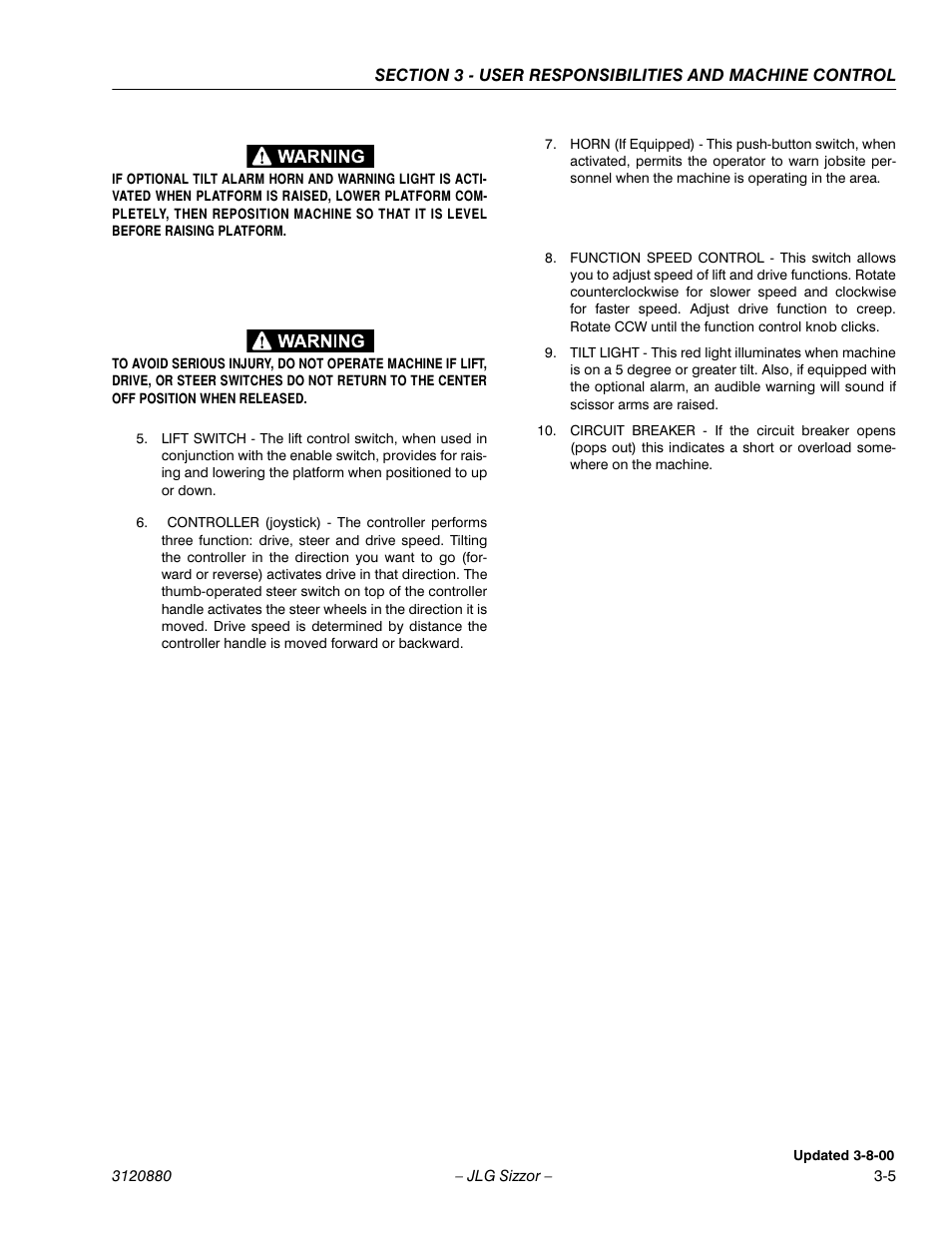 JLG 3969electric Operator Manual User Manual | Page 27 / 44
