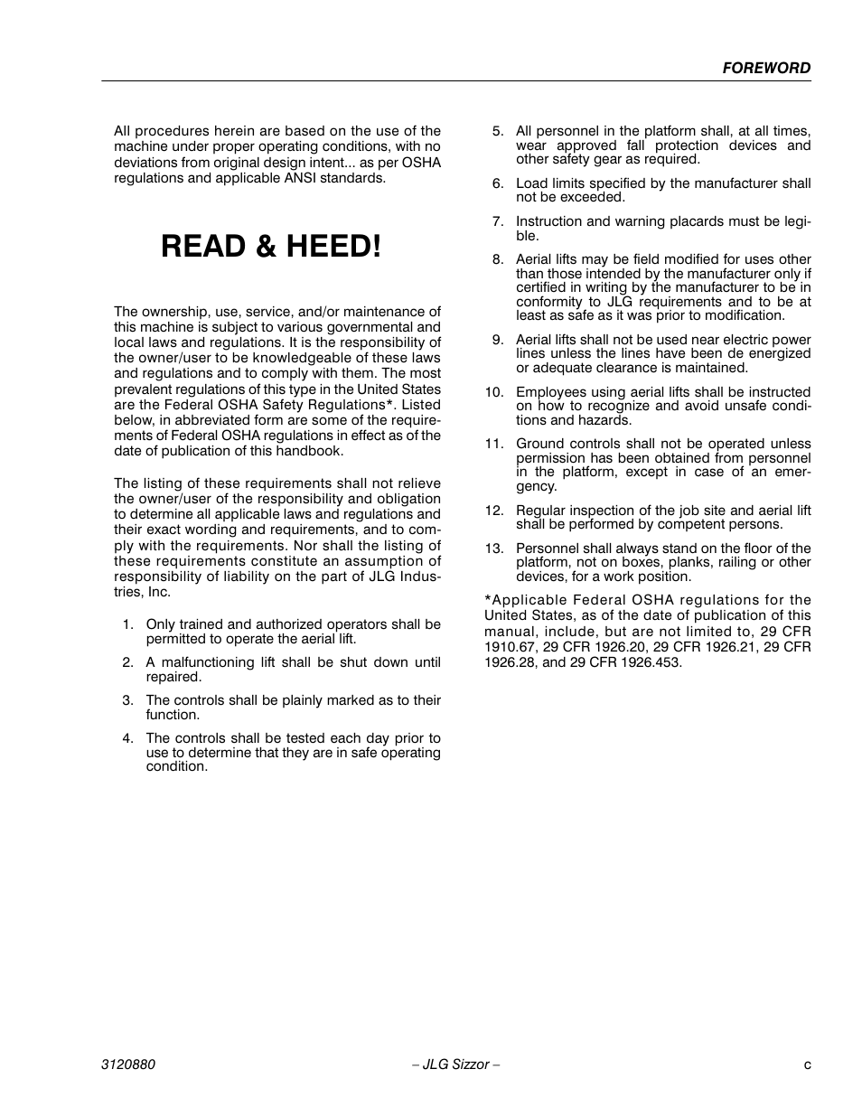 Read & heed | JLG 3969electric Operator Manual User Manual | Page 5 / 44