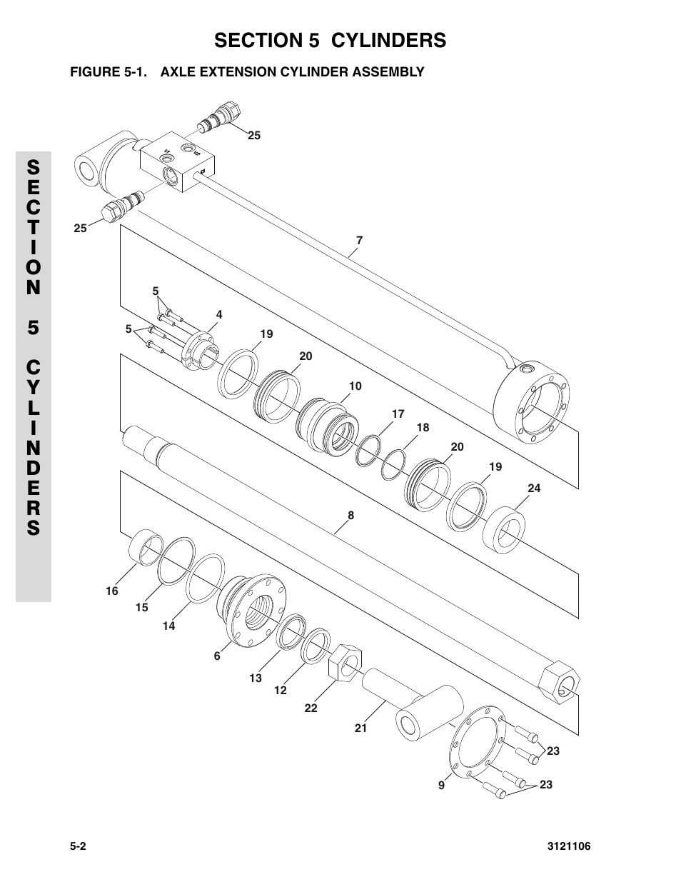 Figure 5-1. axle extension cylinder assembly | JLG 120-SXJ ANSI Parts Manual User Manual | Page 168 / 246