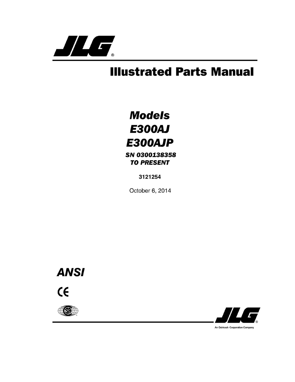 JLG E300 Parts Manual User Manual | 172 pages