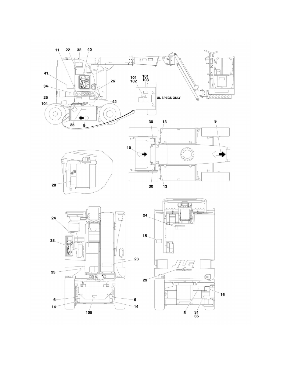 Figure 8-1. decal installation (ansi spec) | JLG E300 Parts Manual User Manual | Page 142 / 172