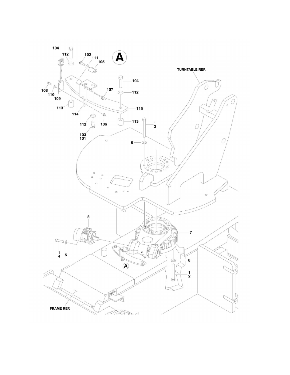 Figure 2-4. turntable and swing drive installation | JLG E300 Parts Manual User Manual | Page 40 / 172